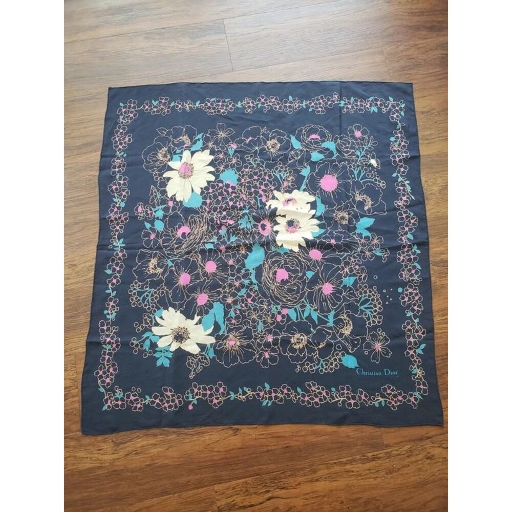 Vintage Christian Dior 100% Silk Square Scarf